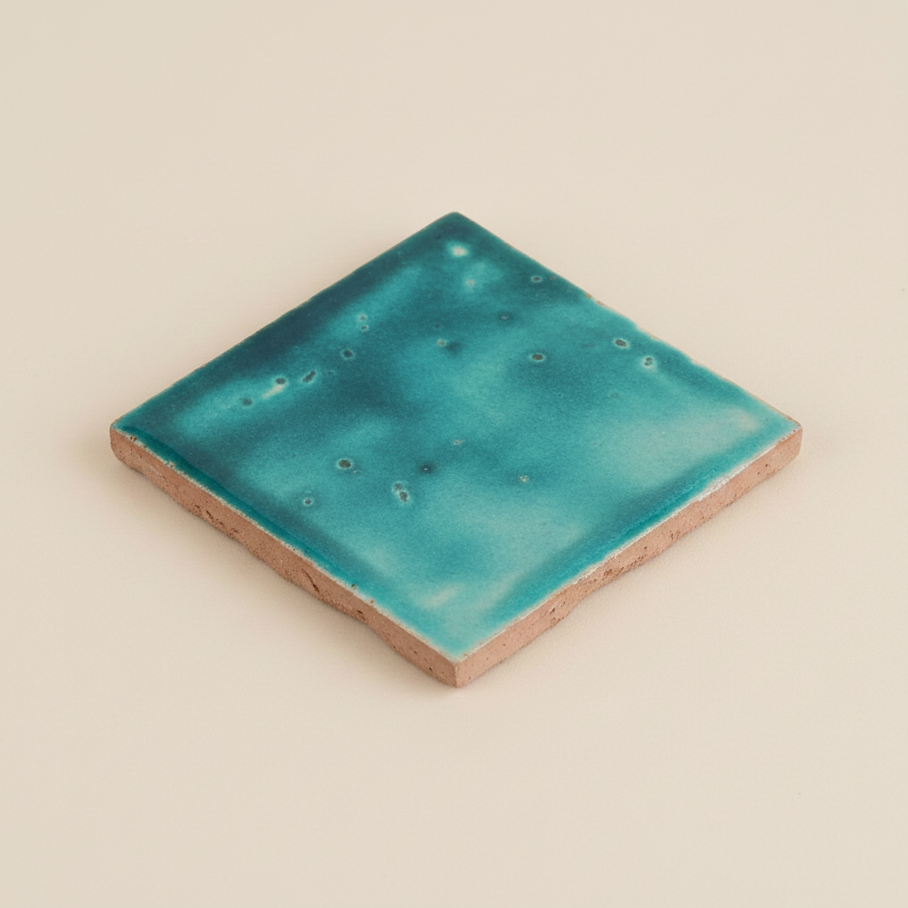 Loun turquoise — fond beige lisse